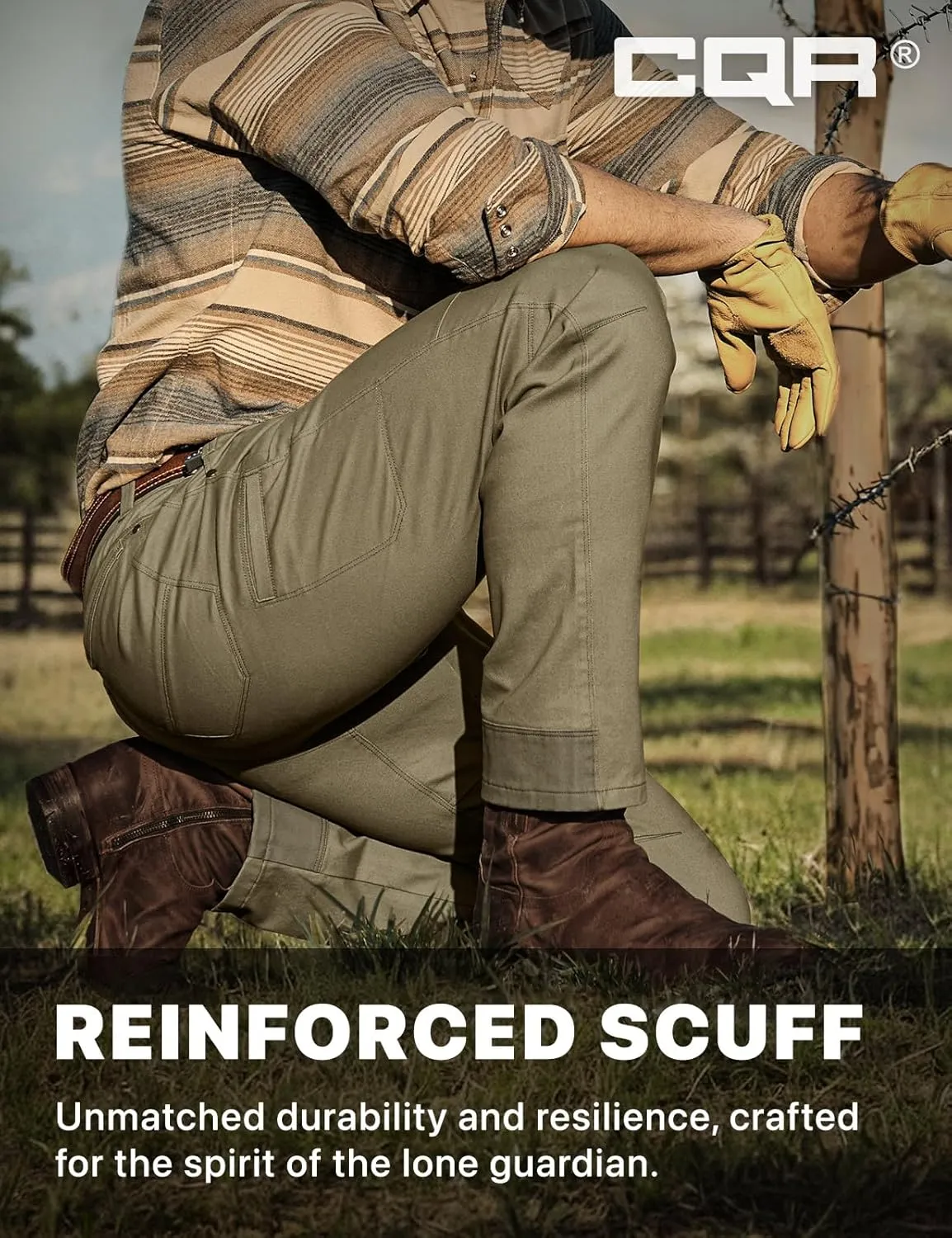 CQR Men's Motion Utility Casual Pants, Regular Fit Lightweight Work Pants, Water Resistant Outdoor Stretch Pants with Pockets
