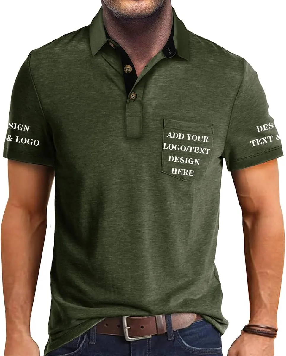 Custom Polo Shirts for Men Casual Short/Long Sleeve Personalized Tee Shirts Customized Golf T Shirt with Pockets