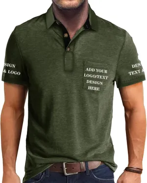 Custom Polo Shirts for Men Casual Short/Long Sleeve Personalized Tee Shirts Customized Golf T Shirt with Pockets