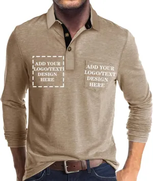 Custom Polo Shirts for Men Short/Long Sleeve Customized Golf Shirt Design Your Own Personalized T-Shirt with Pocket