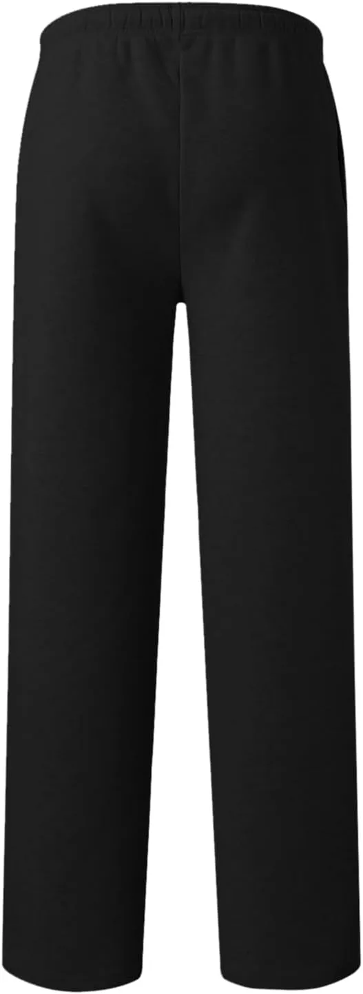 Men's Baggy Sweatpants Fleece Straight Leg Casual Pants Elastic Waist Athletic Workout Jogger Sweat Pants Fall Winter