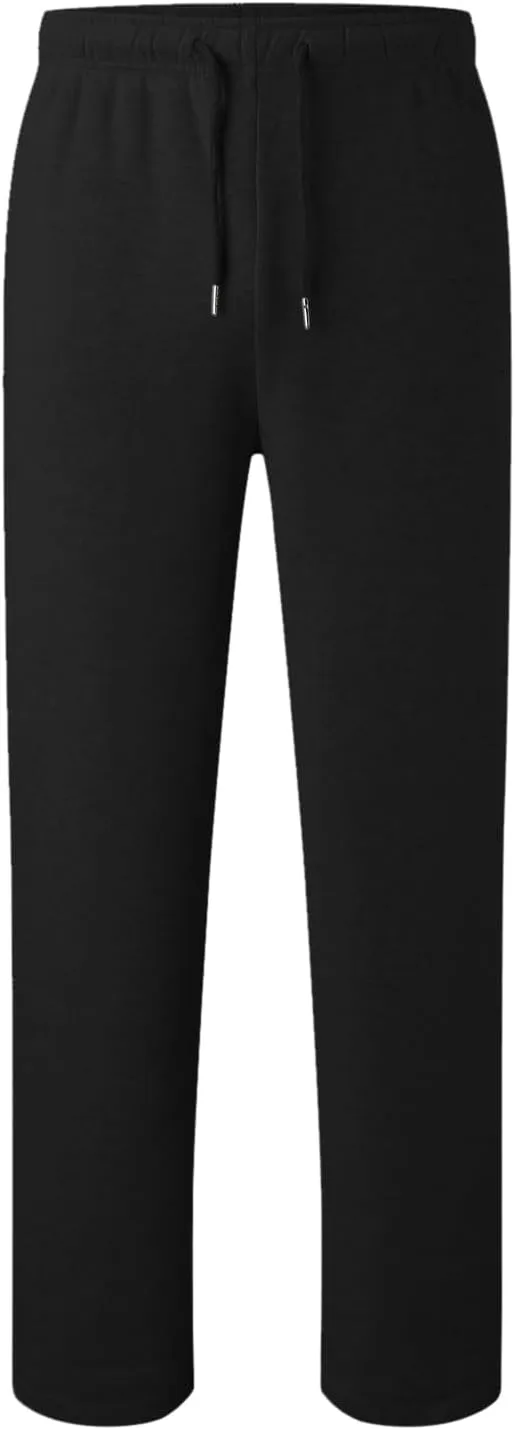 Men's Baggy Sweatpants Fleece Straight Leg Casual Pants Elastic Waist Athletic Workout Jogger Sweat Pants Fall Winter