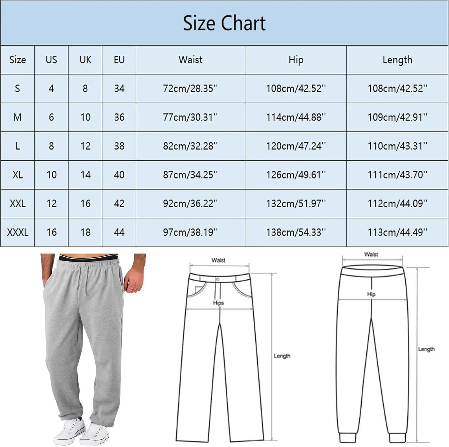 Men's Baggy Sweatpants Fleece Straight Leg Casual Pants Elastic Waist Athletic Workout Jogger Sweat Pants Fall Winter
