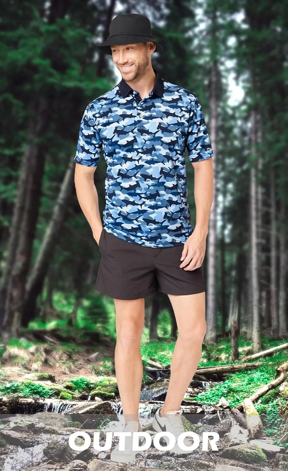 Men's Golf Polo Shirts Dry Fit Comfort Stretch Casual Shirt Short Sleeve Perfomance Moisture Wicking Funny Print