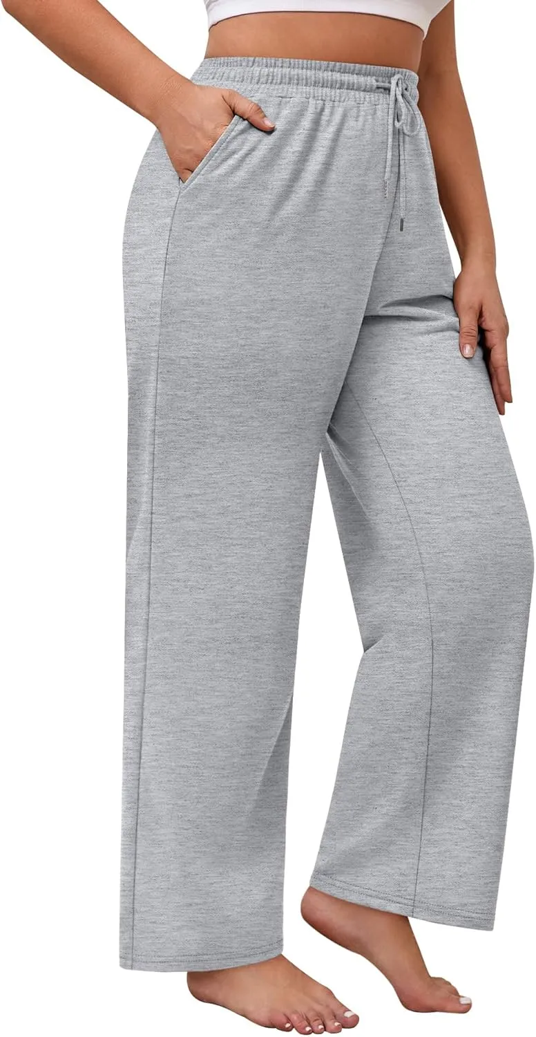 Neer 3 Pack Women's Plus Size Sweatpants Wide Leg Cargo Lounge Pants High Waist Ladies' Slacks Drawstring Jogger with Pockets