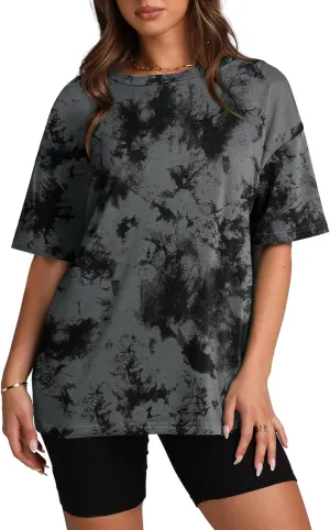 Oversized T Shirts for Women Summer Crewneck Short Sleeve Basic Tops Loose Fit