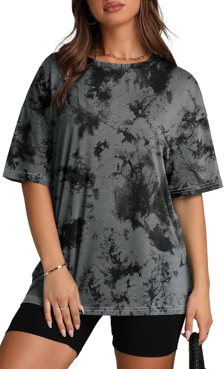 Oversized T Shirts for Women Summer Crewneck Short Sleeve Basic Tops Loose Fit