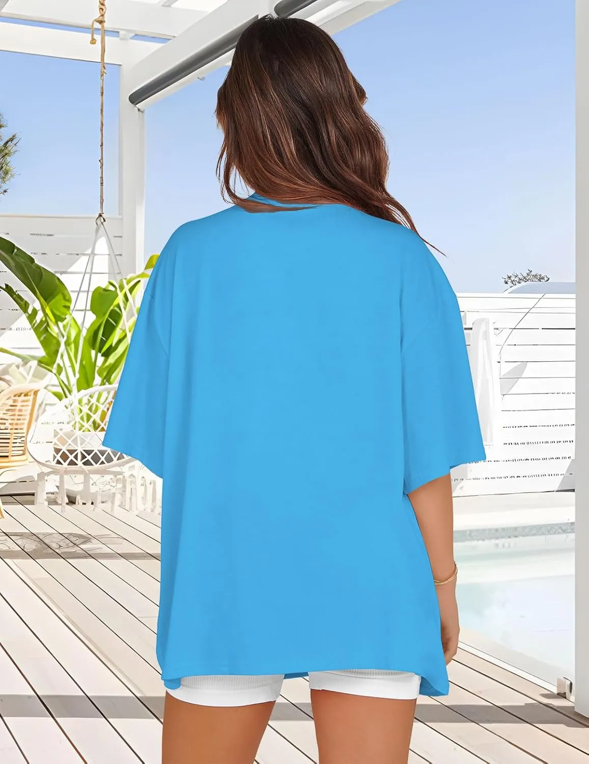 Oversized Tshirts for Women V Neck Short Sleeve Summer Casual Basic Loose Tops