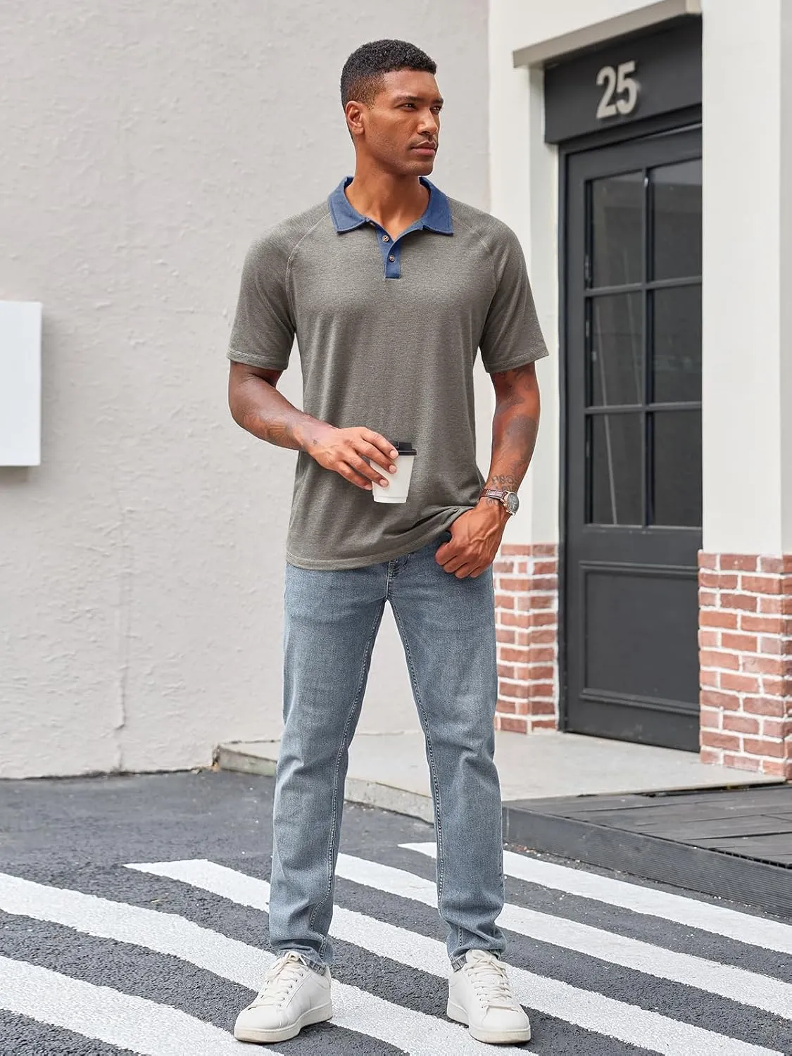 Runcati Men's Casual Polo Shirts Short Sleeve Lightweight Stretchy Golf Shirt Summer Beach Raglan Tops
