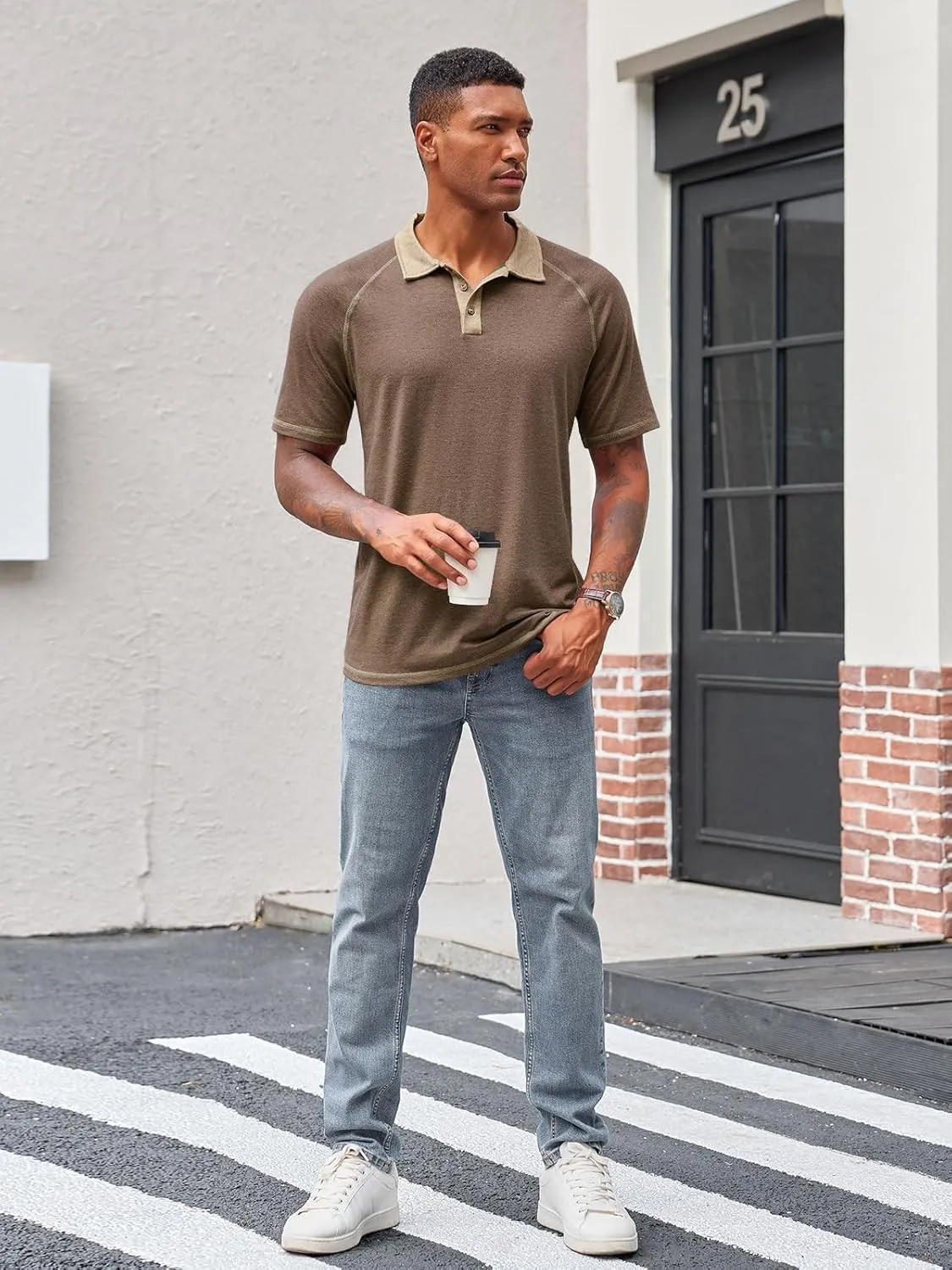 Runcati Men's Casual Polo Shirts Short Sleeve Lightweight Stretchy Golf Shirt Summer Beach Raglan Tops