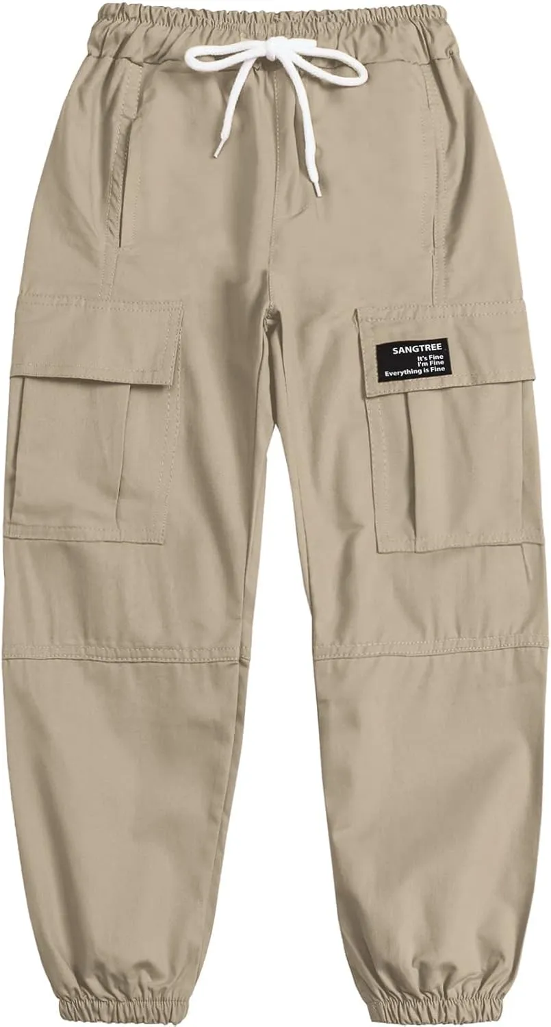 SANGTREE Girls & Womens Drawstring Cargo Jogger Pants,3 Years - Women 3XL