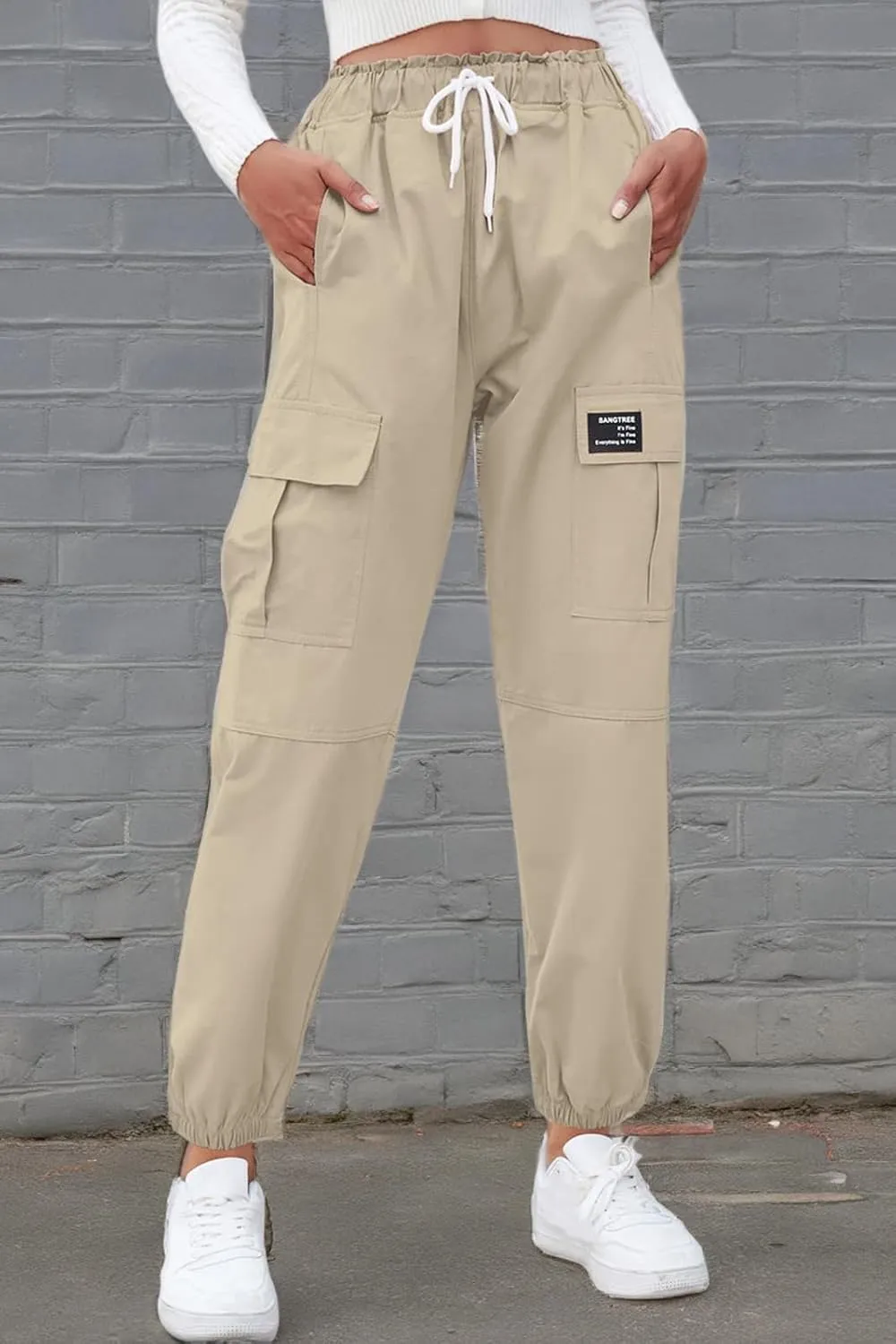 SANGTREE Girls & Womens Drawstring Cargo Jogger Pants,3 Years - Women 3XL