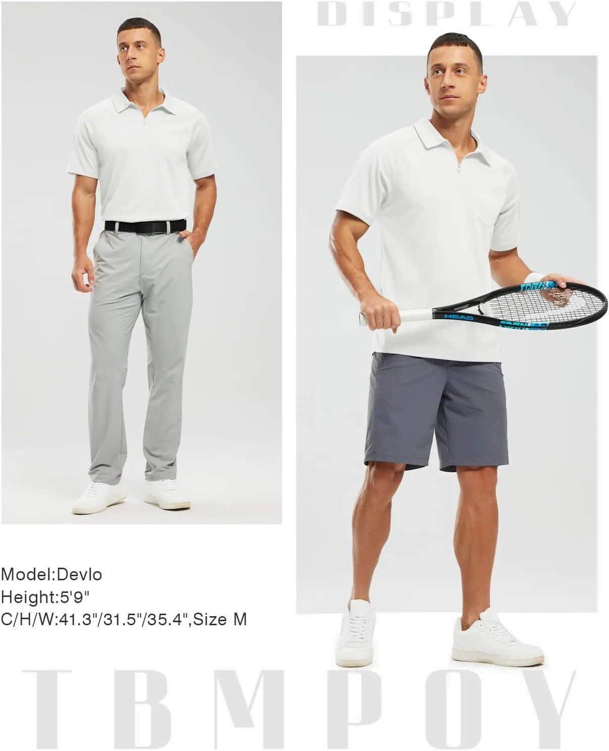 TBMPOY Men's Polo Shirts with Pocket Short Sleeve Quick Dry Casual Sports Outdoor Golf Shirt