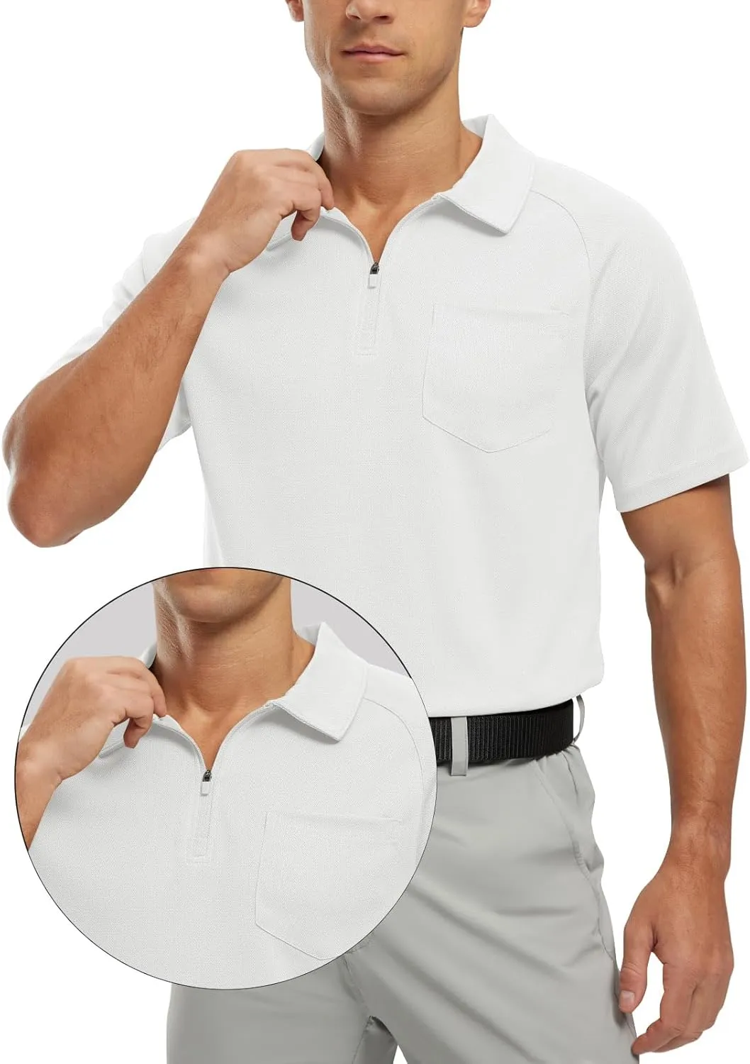 TBMPOY Men's Polo Shirts with Pocket Short Sleeve Quick Dry Casual Sports Outdoor Golf Shirt